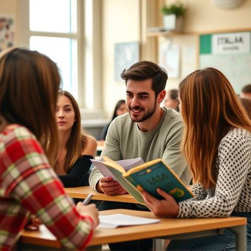 Un grupo de estudiantes de italiano aprendiendo sobre la cultura italiana